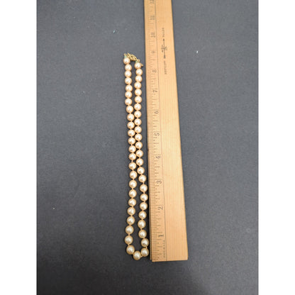 Vintage Napier Knotted Faux Pearl Necklace Gold-Tone Filigree Clasp
