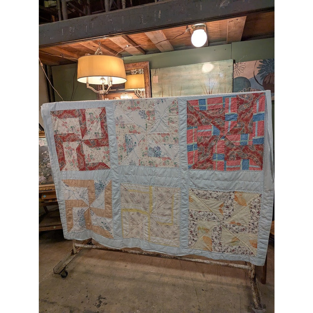 Vintage Handmade Quilt Queen 73" X 96" Bedspread Blanket Farmhouse Cabin