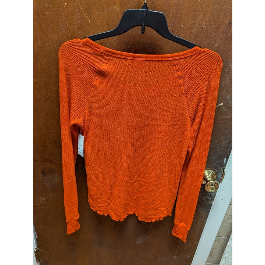 BP. Thermal Long Sleeve Lettuce Edge Crew T-Shirt Top layering Red MEDIUM