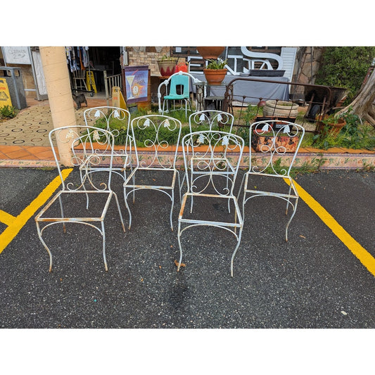Secondhand Sandies: Vintage Salterini Grape Set of 6 Wrought Iron White Chairs
