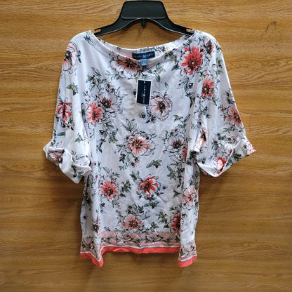 Karen Scott Women's Rebecca Floral Border-Print Top Boat Neckline Multi-Color 1X