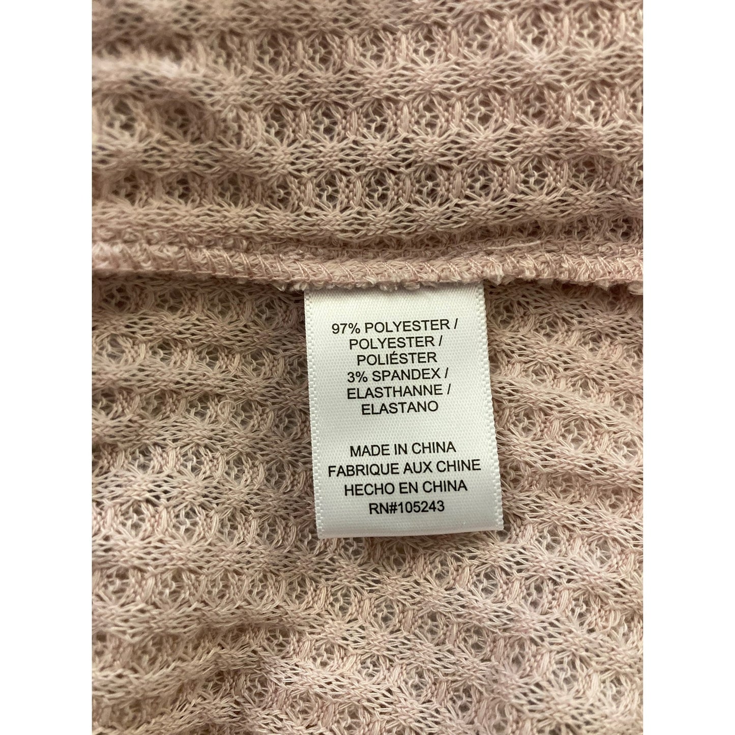 NWT Bobeau Pullover Thermal Waffle Knit Sweater Top Sz Small in Blush Pink