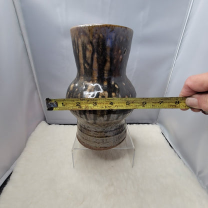 Mid-Century Modern Bulbous Studio Art Pottery Dripware Vase