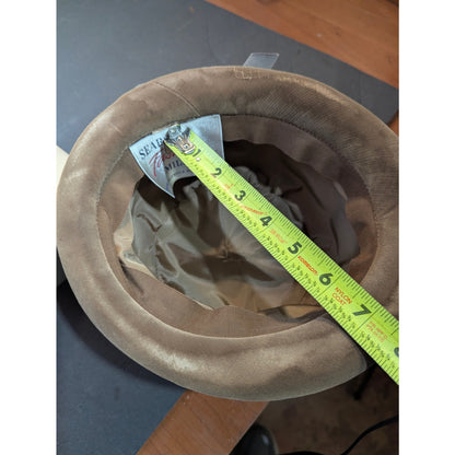 Vintage 50s Sears Fashion Millinery Feather cloche Hat Brown Orange Mid-Century