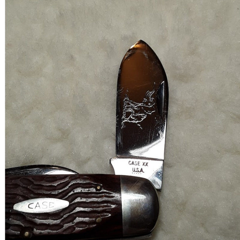 Case XX Pocket KNIFE 5 dot Elephant Toenail 6250 Brown Jigged Bone Sunfish 1975