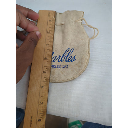Vintage suede cream marbles MISSOURI bag drawstring