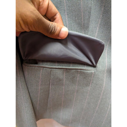Style & Co. Petite Gray Pinstripe Single Button Stretch Blazer 4P Career Work