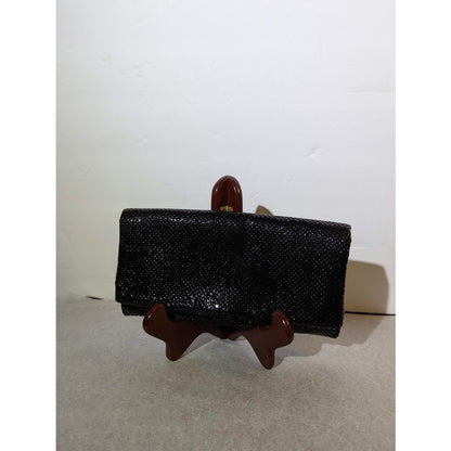 Vintage La Regale Black Metal Mesh Folding Envelope Clutch Zipper Tab Missing