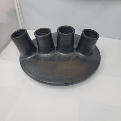 1950s Vallauris Ceramic Black Enamel Mcm brutalist Pipe Vase Signed Louis Giraud