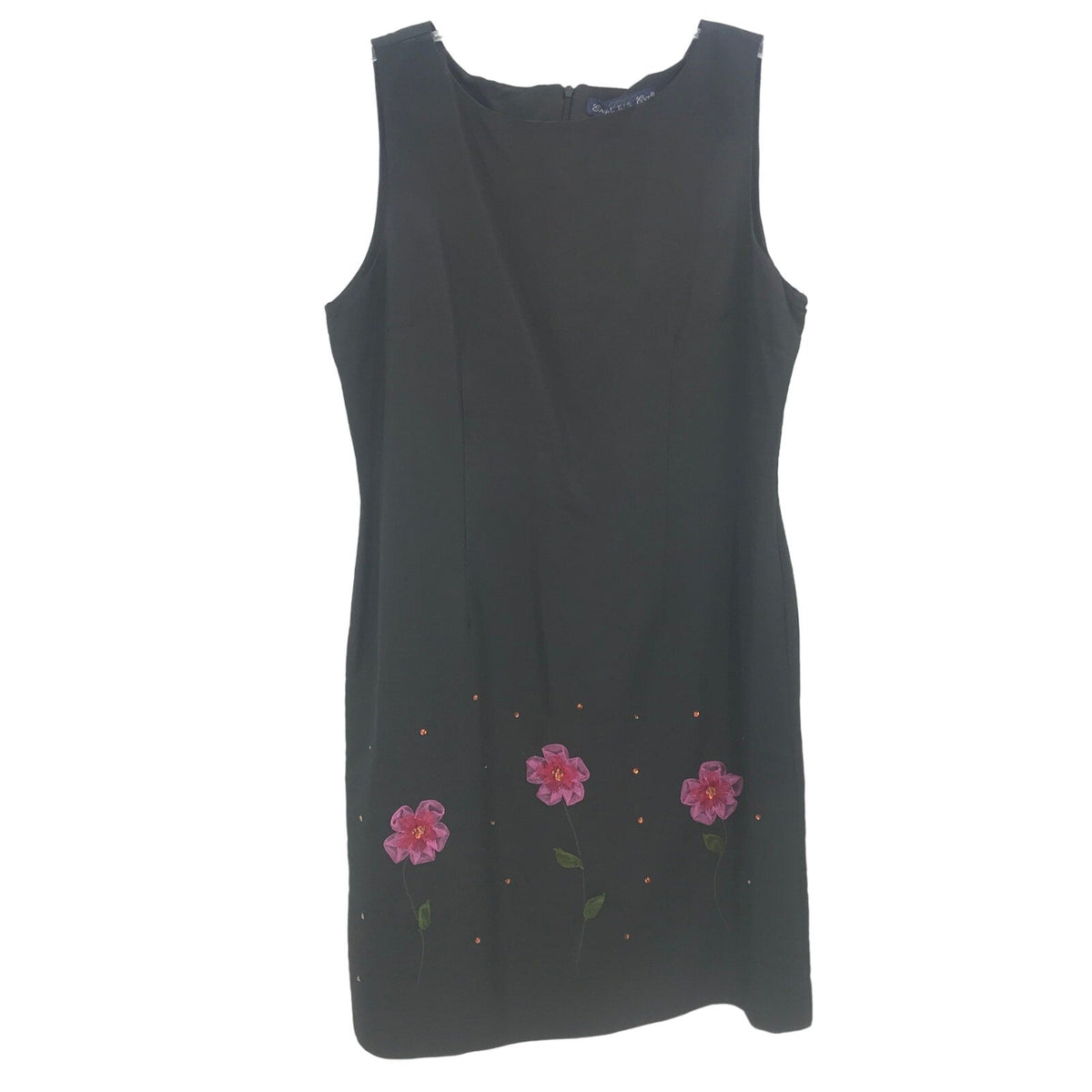 Eagle's Eye 2 Piece Floral SILK Open Front Sweater & Sheath Dress Black Large
