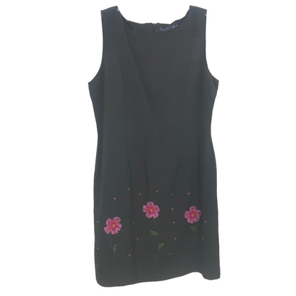 Eagle's Eye 2 Piece Floral SILK Open Front Sweater & Sheath Dress Black Large