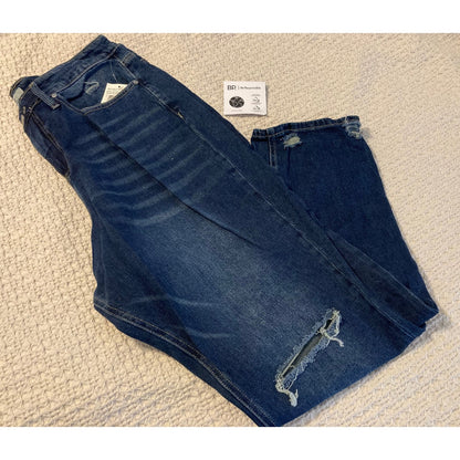 BP Ripped Knee Distressed Zip Fly Denim Jeans Sz 14W in Dark Wash NWT