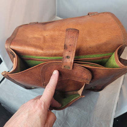 leather Purse bag crossbody camel front flap adjustable top handle Satchel