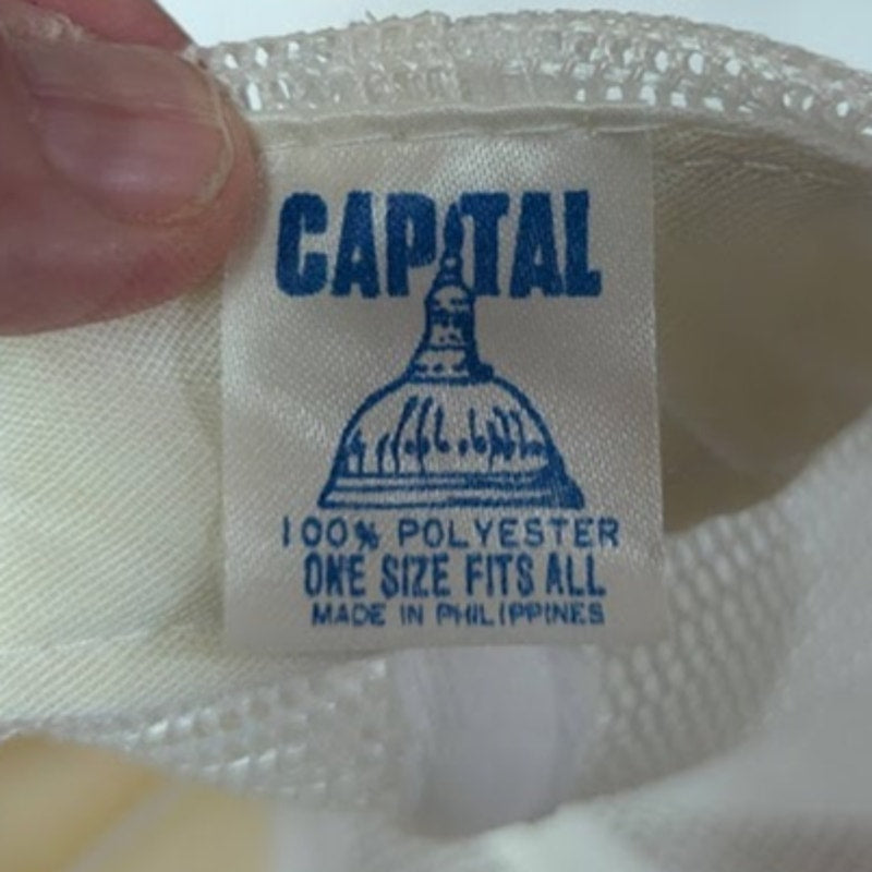 VINTAGE Capital white Snap Back Adjustable TRUCKER Hat Mesh Foam Cap Fishcasters