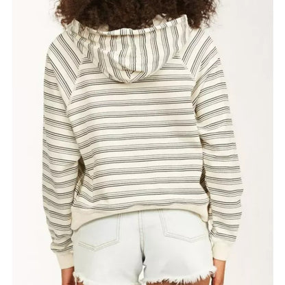 NWT Billabong Surfline Striped Pullover Hoodie Size Small in Cream and Black