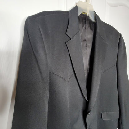 Circle S Black Western Cowboy Blazer Sport Coat with Pointed Yoke Details 52L