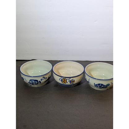 Yokohama Studio Set of 3 Hand-Painted "Marine Life" Covered Bowls Storage