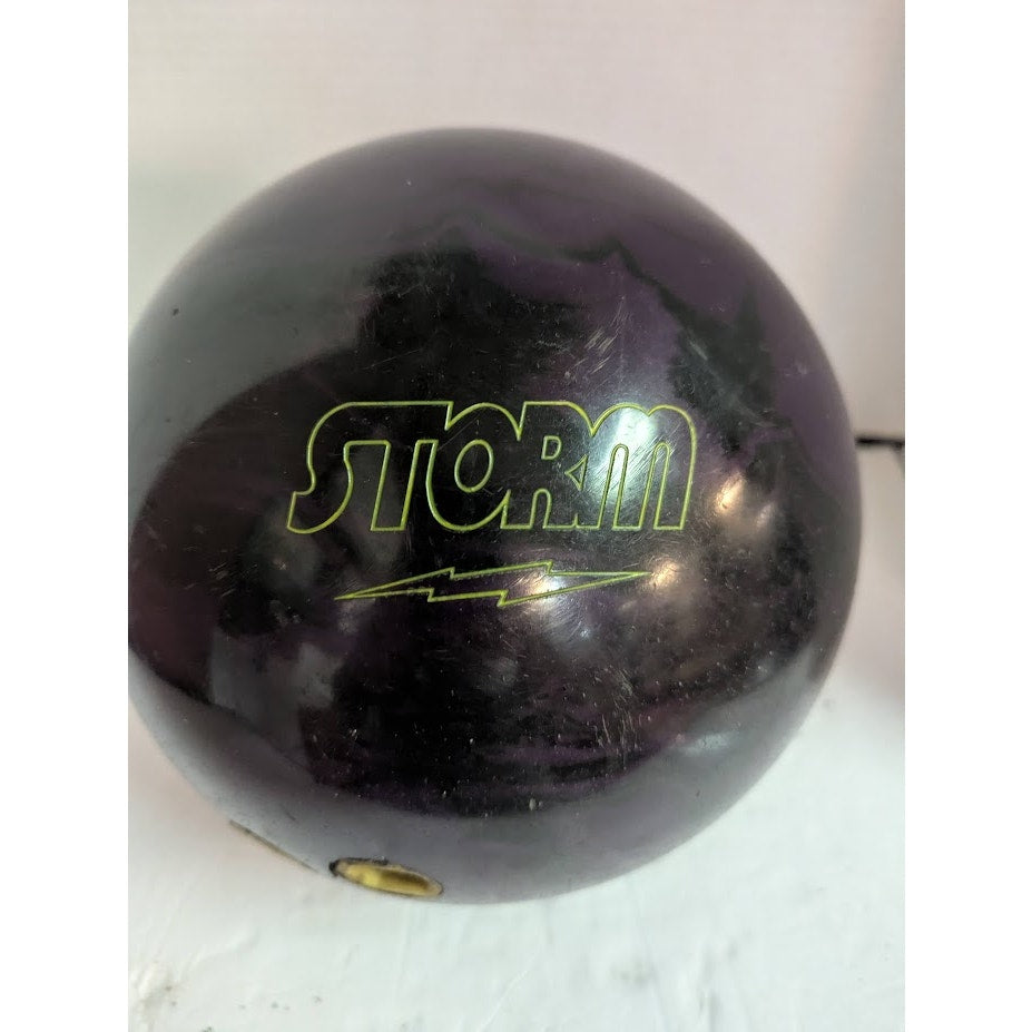 Storm Mix Urethane Bowling Ball 12lbs Purple Black Silver Swirl Spare Ball Drilled