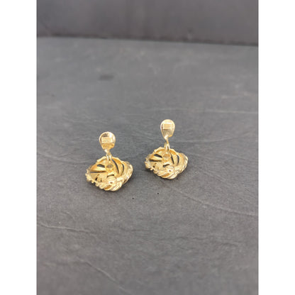 Vintage Monet Gold Tone Domed Ribbed Button Clip On Earrings Retro MCM