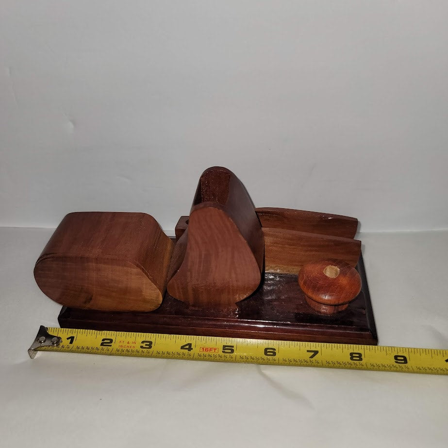 Vintage Handmade MCM teak Wood Desk Organizer Pen business card Pin Holder