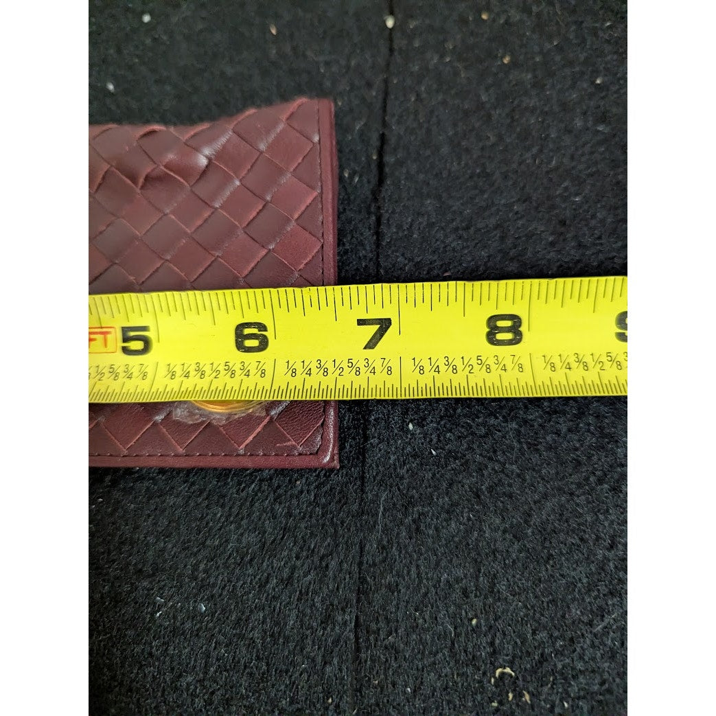 Etienne Aigner Wallet Basketweave Burgundy wine checkbook cover leather