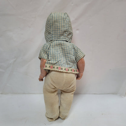 Vintage vinyl hummel doll 3pc clothing set bonnet jumper sweater Moving eyes