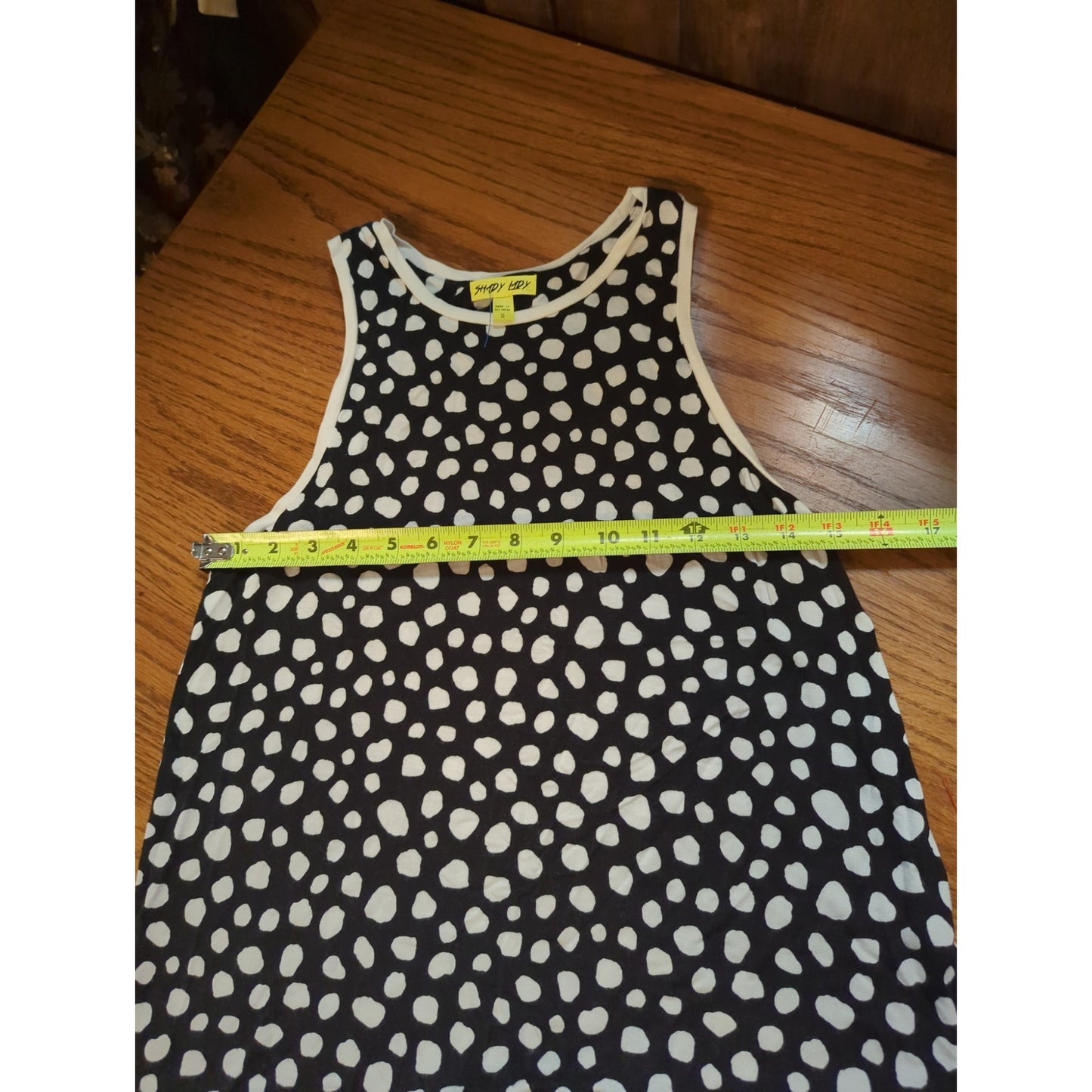 .Shady Lady Black & White Polka Dot High-Neck Tank Top Size Small