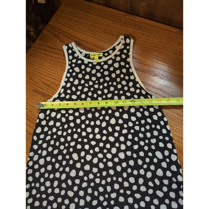 .Shady Lady Black & White Polka Dot High-Neck Tank Top Size Small
