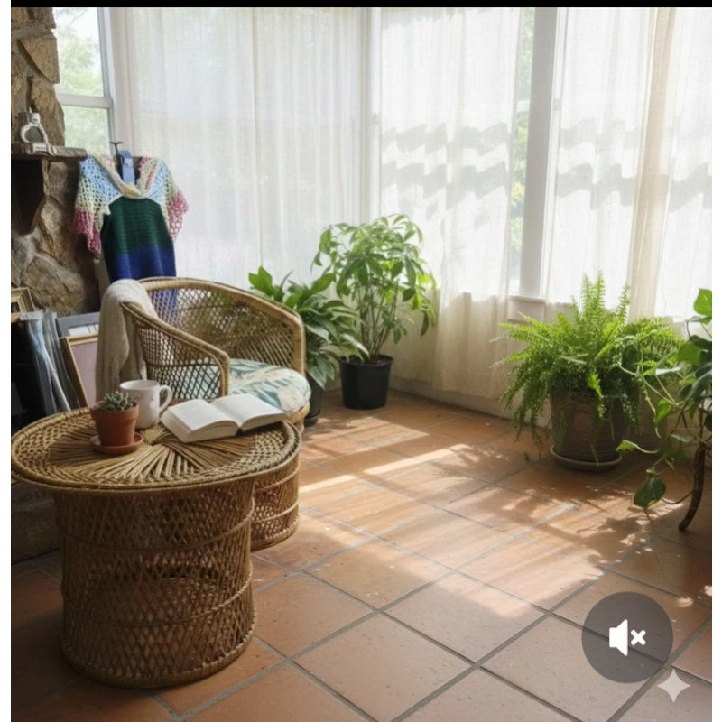 Secondhand Sandies: 2 PC. Rattan peacock chair with matching side table
