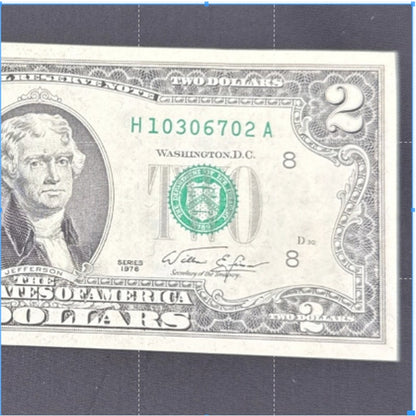 Paper Currency Bank Note USA Paper Money $2 Series 1976 consecutive