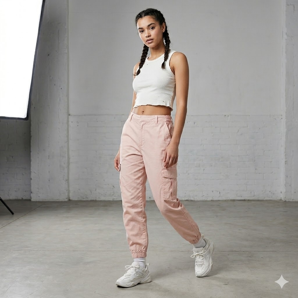 Topshop Pastel Pink Utility Cargo Pants Joggers Y2K Gorpcore Streetwear Size 12