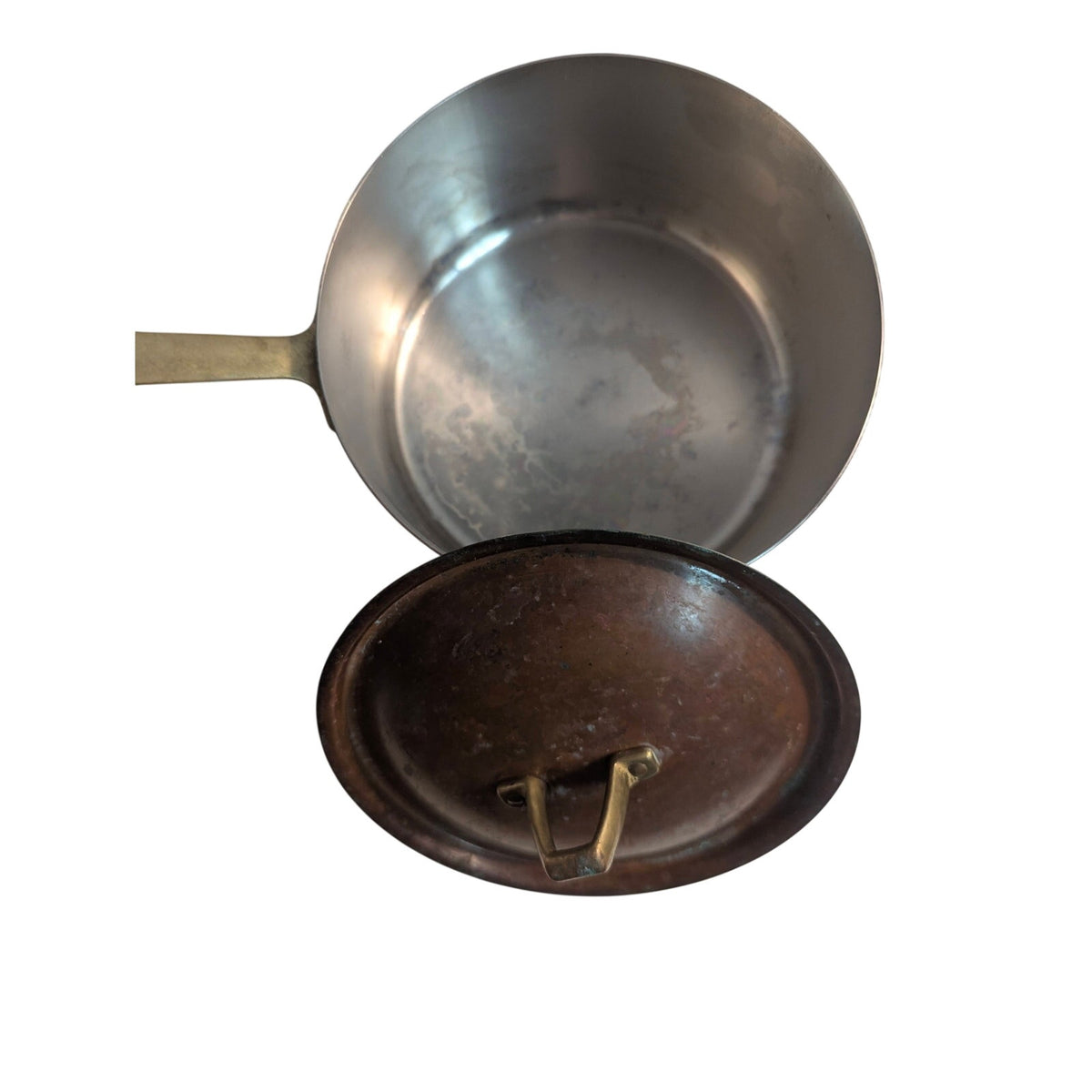 Vintage Paul Revere Limited Copper 2 Qt Saucepan Pot with Lid 6.5" Brass Handle