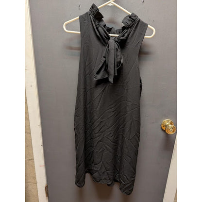Gibson Black Dress Ruffle Neck Scarf Bow Sleeveless Size XS