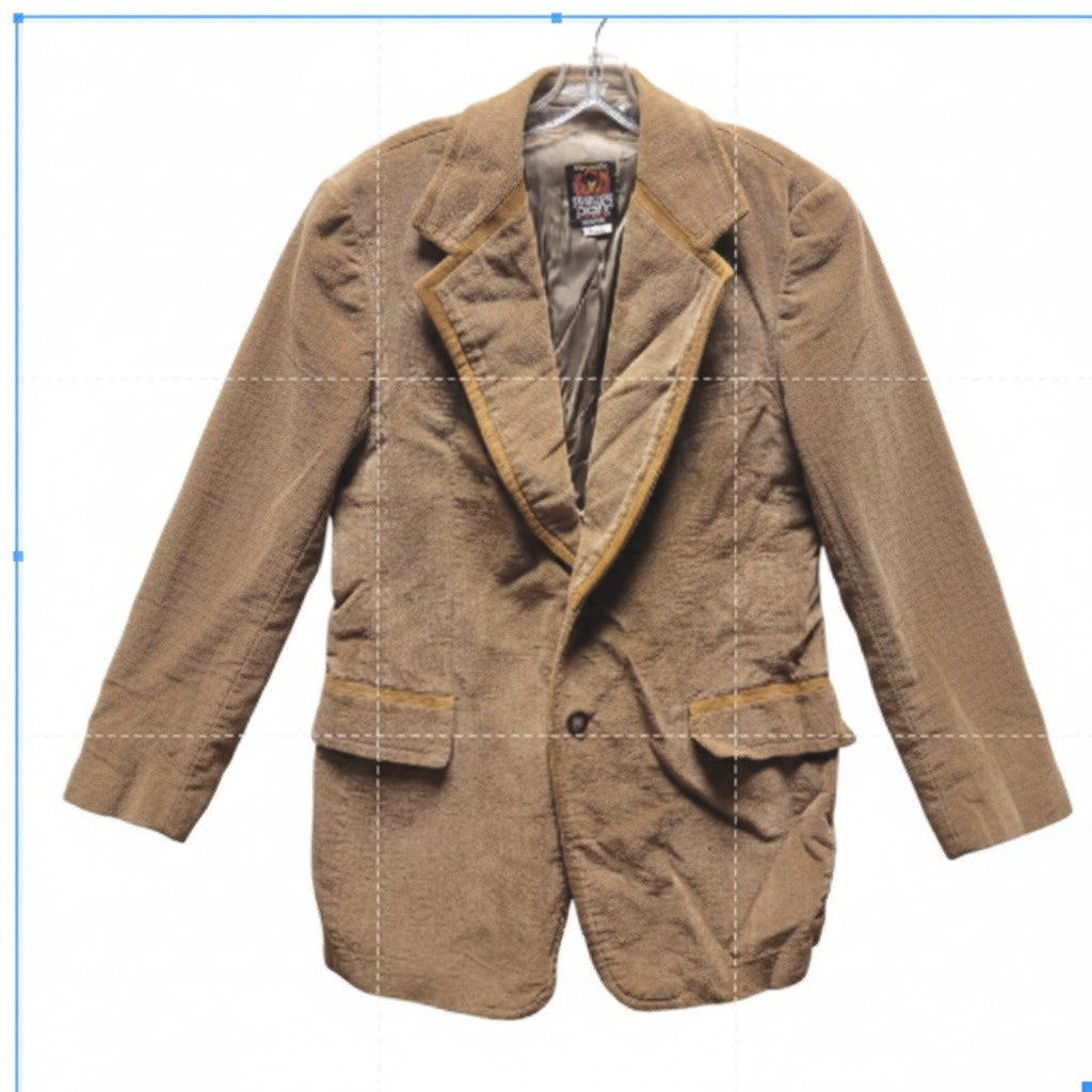VINTAGE Brown Europe Craft Mens Coat Jacket 40 Long Wide Lapel Textured