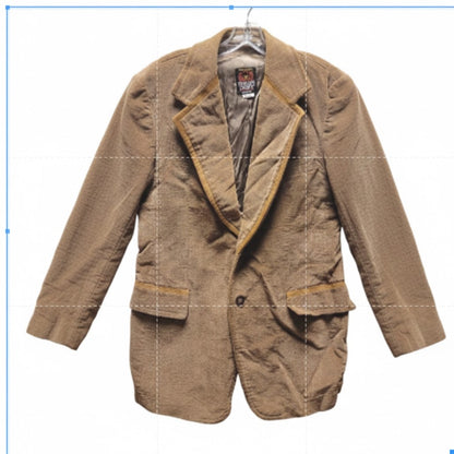 VINTAGE Brown Europe Craft Mens Coat Jacket 40 Long Wide Lapel Textured