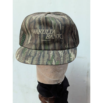 VINTAGE Snap Back USA Camo Wakulla Bank  Adjustable TRUCKER Hat Mesh Foam Cap