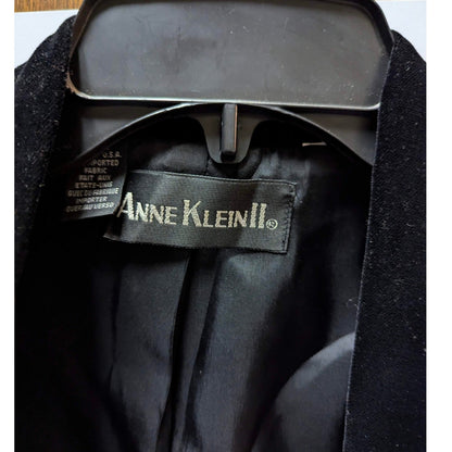 Vintage Anne Klein II Red Tartan Plaid Velvet Collar Blazer 8 Petite Wide lapel