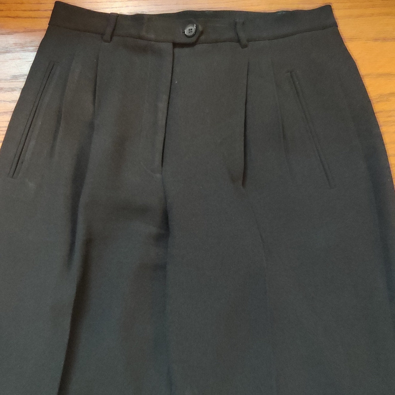 Nygard Black High Waisted Pleated Lined Pants Size 6 Petites Y2K Career Classic