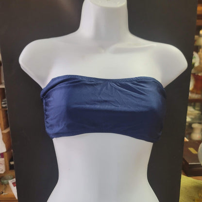 Blue Sky NEW Bandeau Side Bone Swim Top Lined Tieback NipPads DARK NAVY SMALL