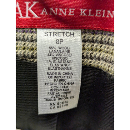 Anne Klein Plaid Wool Blend Blazer Jacket Petite Academia Professional Workwear