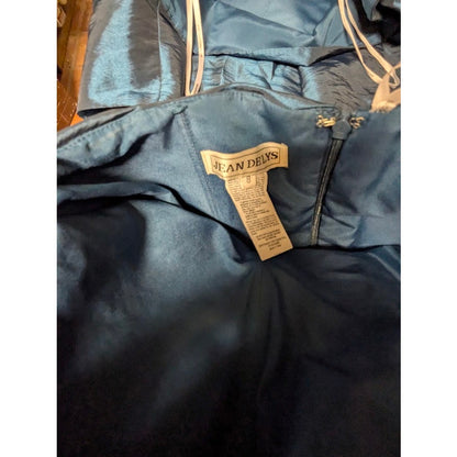 Jean De Lys Size 8 Womens Formal Dress with jacket Maxi Blue Taffeta Iridescent