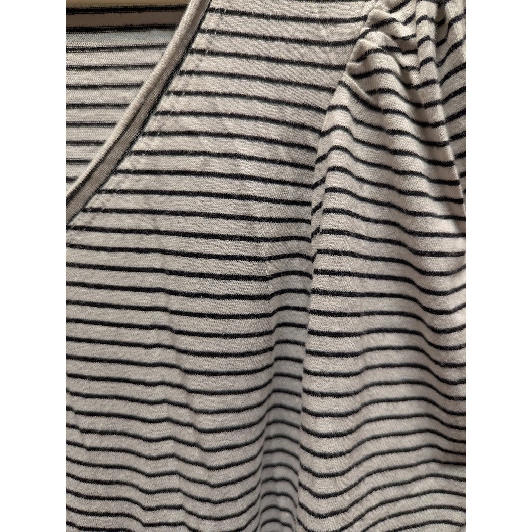 Caslon lightweight Size Large Blue white striped short sleeve scoop neck Shirt