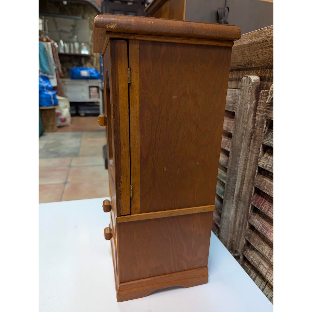 Vintage '84 Handmade Signed Wooden Jewelry Box Cabinet Armoire Amazing Craftsman