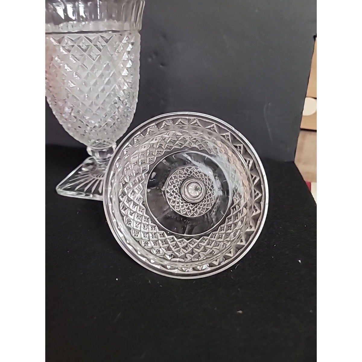 Vintage Anchor Hocking Depression Glass Miss American 11.5 Inch Pedestal Urn