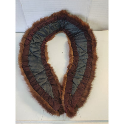 Vintage Brown Real Fur Collar Wrap Stole Coat Collar Craft