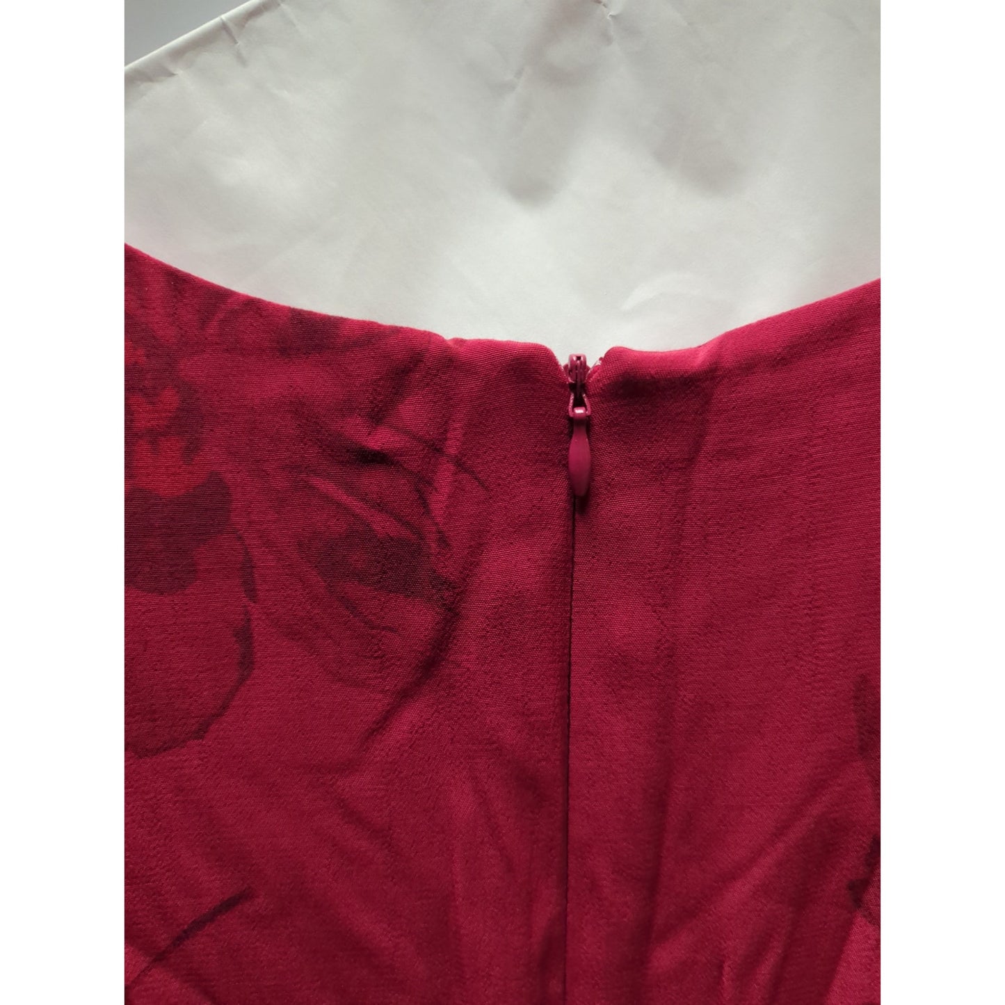 Positive Attitude Red Floral resortwear Short Sleeve Midi Sheath Dress 4 Petite