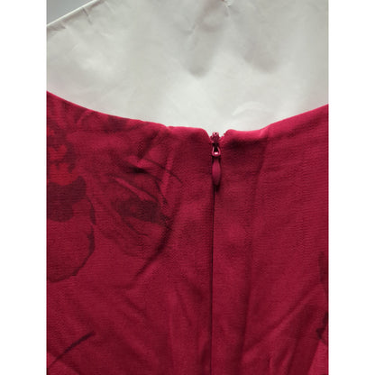 Positive Attitude Red Floral resortwear Short Sleeve Midi Sheath Dress 4 Petite