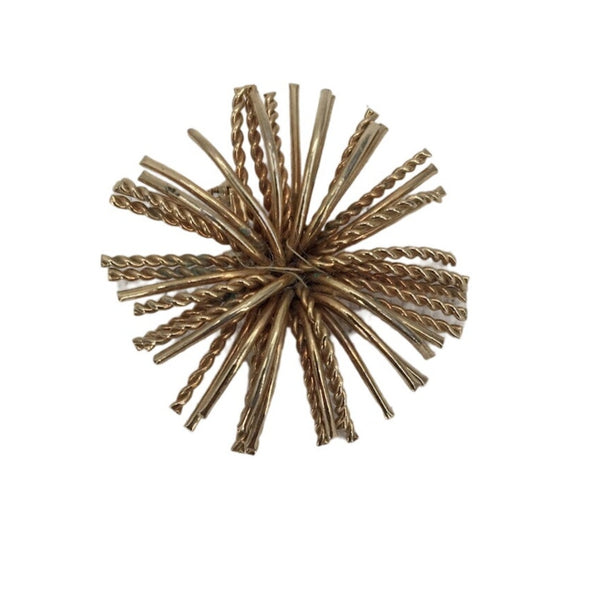Vintage MCM Fashion gold-tone STARBURST brooch pin Braided Metal 1960 MOD style