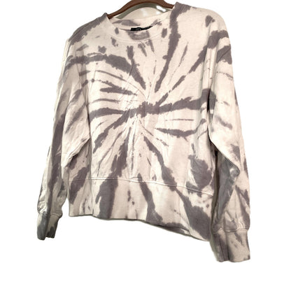 NWT RDI Cropped Crew Neck Pullover Sweatshirt Sz XS/Extra Small in Gray Tie Dye