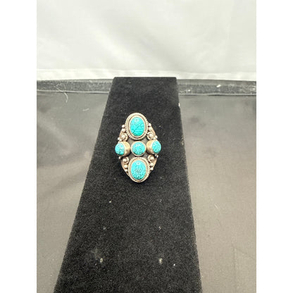 Sterling Silver Size 7 Ring Navajo Southwestern Turquoise Statement boho